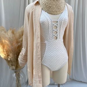 Nude Oversized Button Down